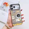 Cute Cartoon Astronaut Phone Case For iPhone 17 16 15 14 13 12 11 Pro Max Air Matte Laser Aurora Shockproof Funda
