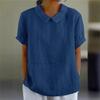Women's New Loose Lapel Shirt Short Sleeve Cotton Top
