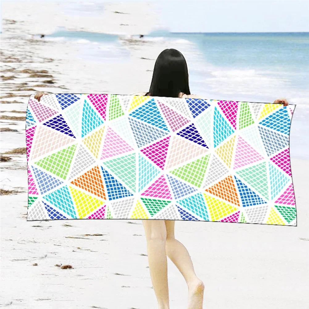 Summer Beach Towel Adult Absorbent Beach Towel Boho Geometric Pattern Quick Dry Bath Towel Travel Picnic Yoga Blanket Women Gift