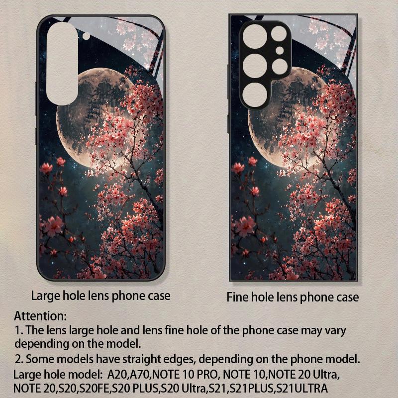 For Samsung S26 S25 S24 S23 S22 S21 S20 A56 A36 A16 Galaxy Moon Star Pattern 2D Phone Case Tempered Glass Cover