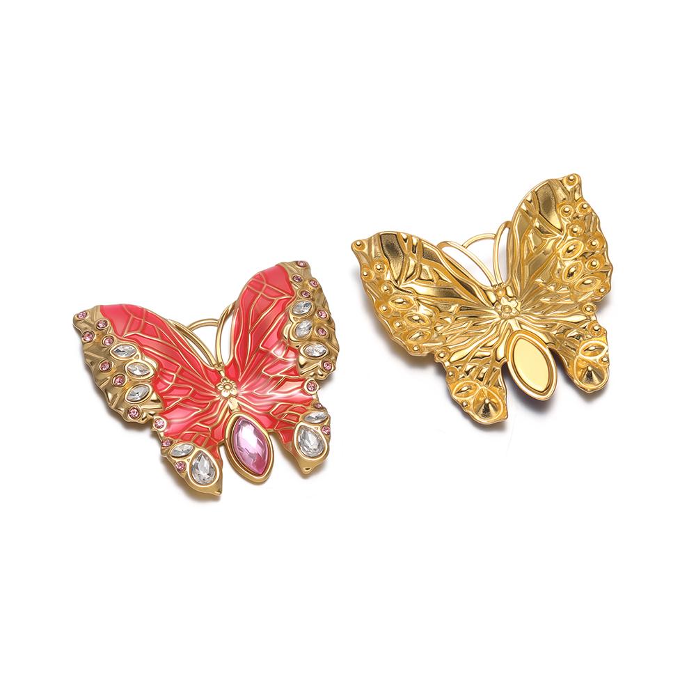 

2Pcs Stainless Steel Enamel Zircon Butterfly Charms for DIY Jewelry Necklace Pendants Findings Earrings Making Accessories