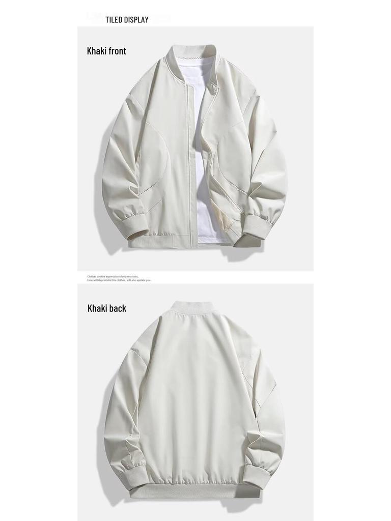 Giacca Bomber da Uomo Stile Coreano con Collo Rialzato – Casuale e Versatile per Primavera e Autunno