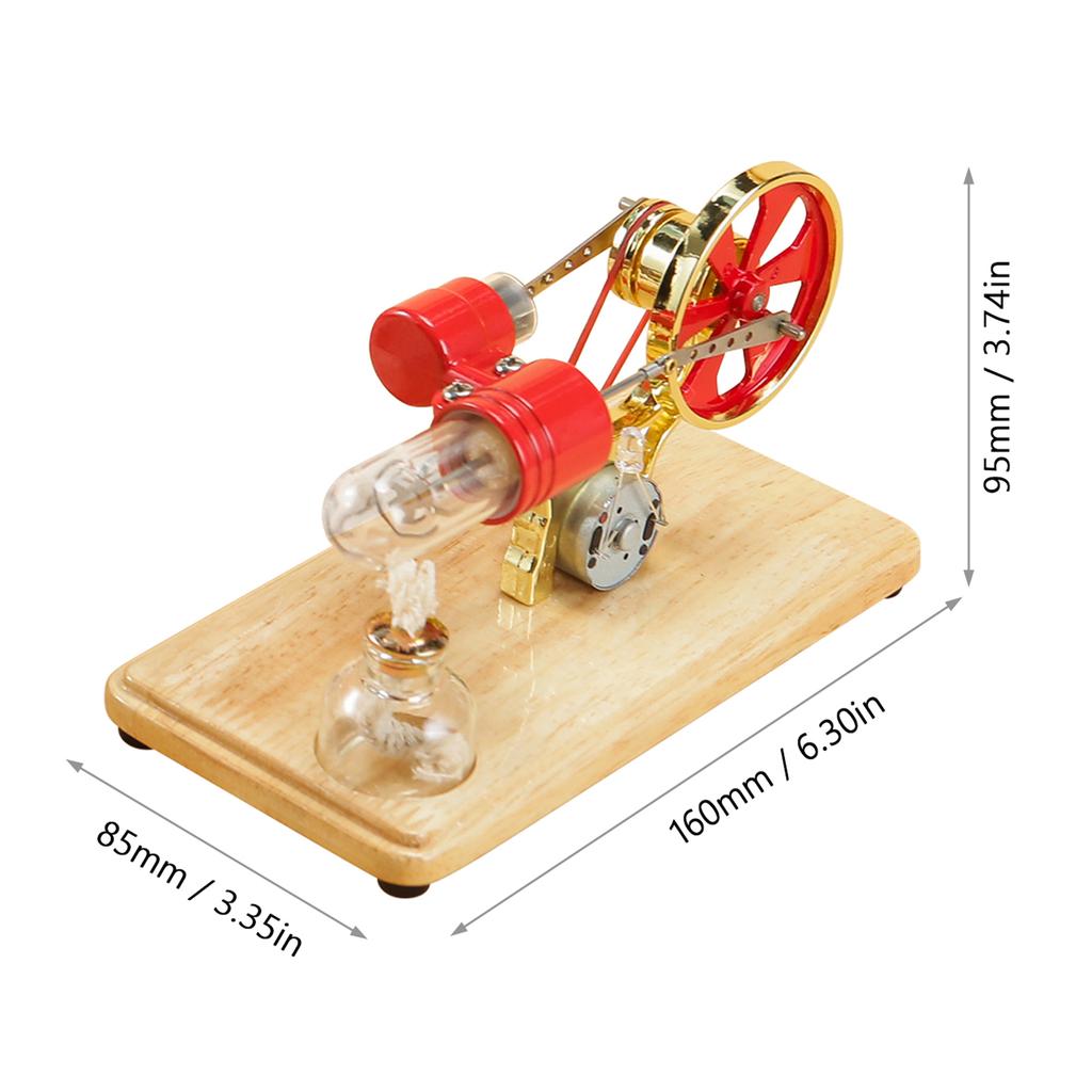 Mini Hot Air Stirling Engine Motor Model Colorful LED Electricity Power Generator Educational Science Kit for Kids