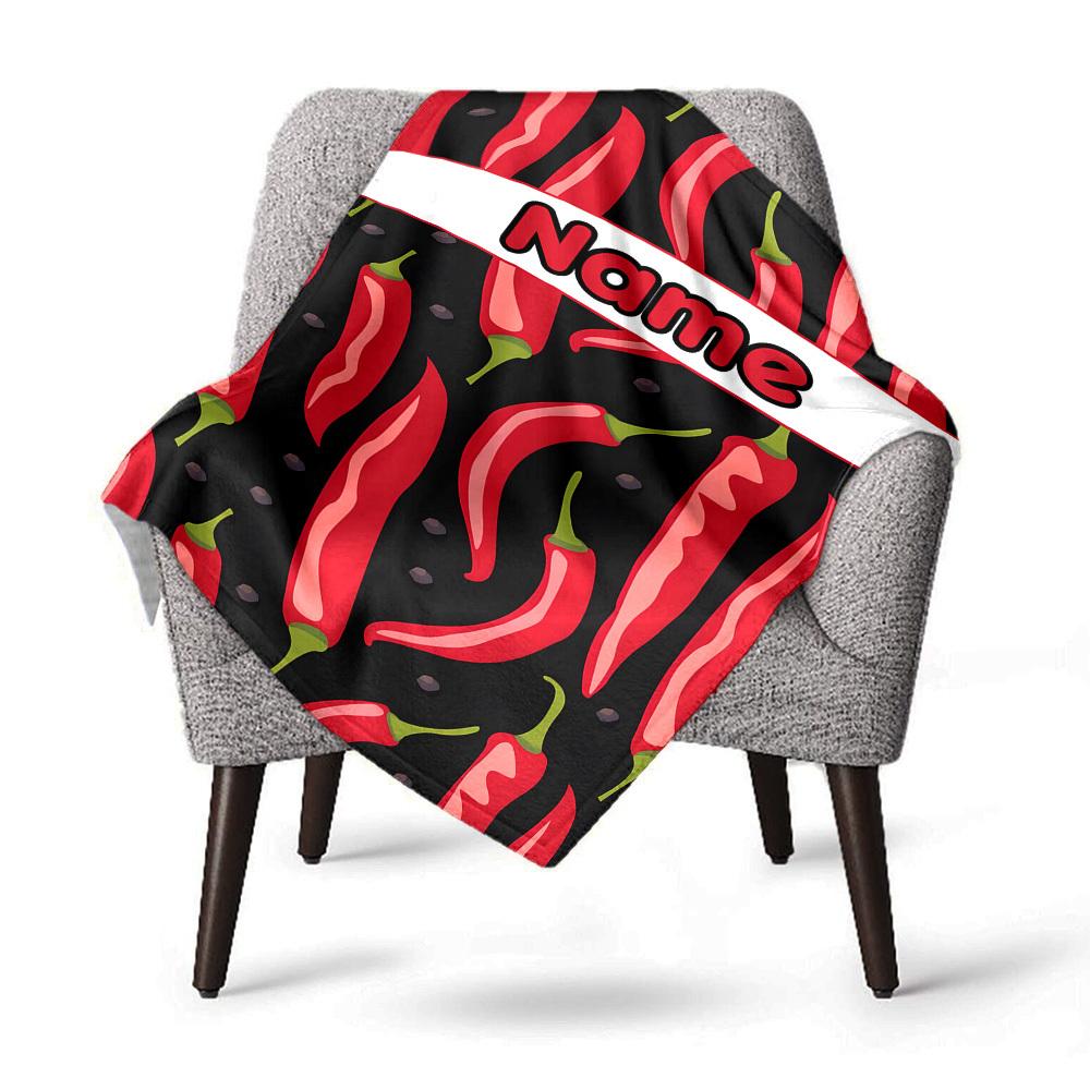 Chili Pepper Pattern Home Customize Your Name Blankets Comfortable Soft Lightweight Allseason Multipurpose Blanket For Picnics Sofas Offices Beds