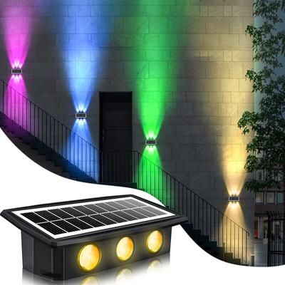 Dekorative Solar-Wandleuchten Solar-Garten-Stufentreppenleuchten IP65 wasserdicht RGB Weiß Warmweiß Buntes Solar-Außenlicht