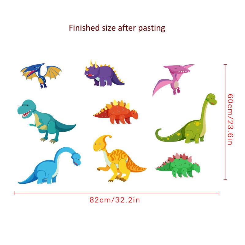 DIY Colorful Dinosaur Wall Stickers for Kids Removable Nursery Kindergarten Living Room Decor Cartoon Dino Decals Easy Peel & Stick