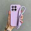 Rope Lanyard Strap Phone Case  For Xiaomi 15T 14T 13T 12T 11T Pro 13 12 11 Lite 5G NE Matte Solid Color Soft Silicone Back Cover