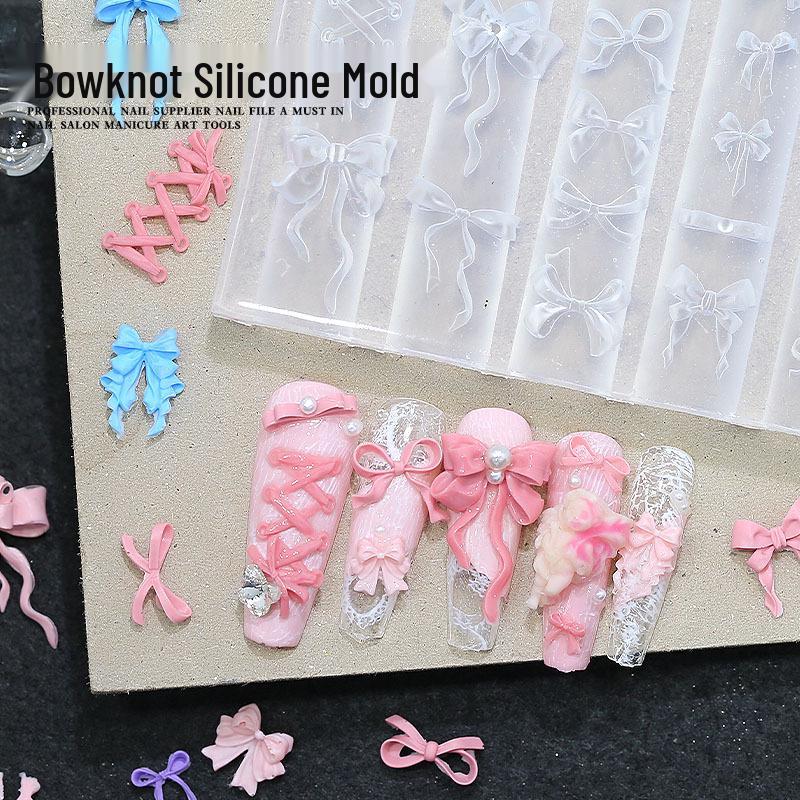 3D Bow Nail Art Silicone Mold - DIY Butterfly Crystal Gel Sculpture Template