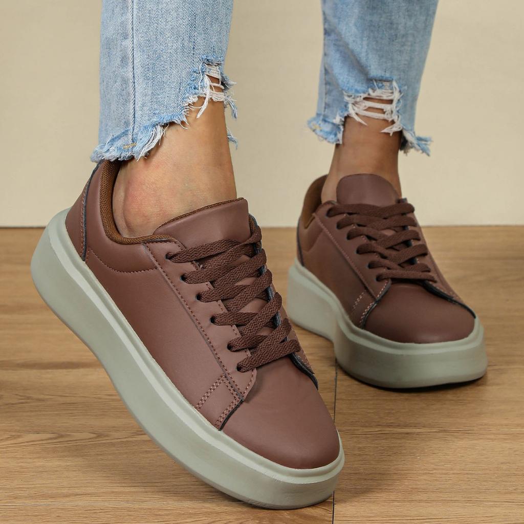 Retro Chunky Sneakers Women Fashion Platform Shoes Men Casual Sneakers Waterproof Walking Shoes PU Leather Outdoor Footwear