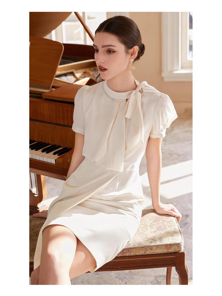 Women's Flight Attendant Style Jumpsuit - Two-Piece Design with Tie Shirt