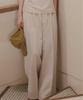 Titibait Wide Pants AFXP4319 Light Size Small Linen-Like Two-Tuck Women's, Beige,