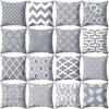 Cushion Cover Case Square Geometric Gray Throw Pillow Protector Bedding Articles