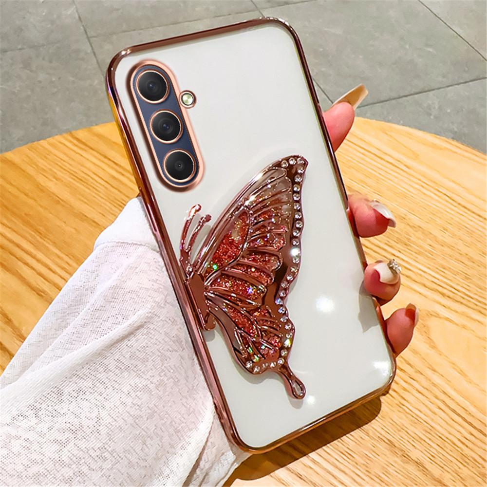 Gradient Butterfly Quicksand Phone Case For Samsung Galaxy M55 M54 M34 M14 M53 M52 M51 M23 M33 M21 M31 F15 Soft Silicone Cover