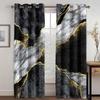3D Moderne Klassisk Marmor Grønt Gull Elegant Grå 2 Panel Tynn skyggelegging Polyester Vindusgardin for soverom Stueinnredning