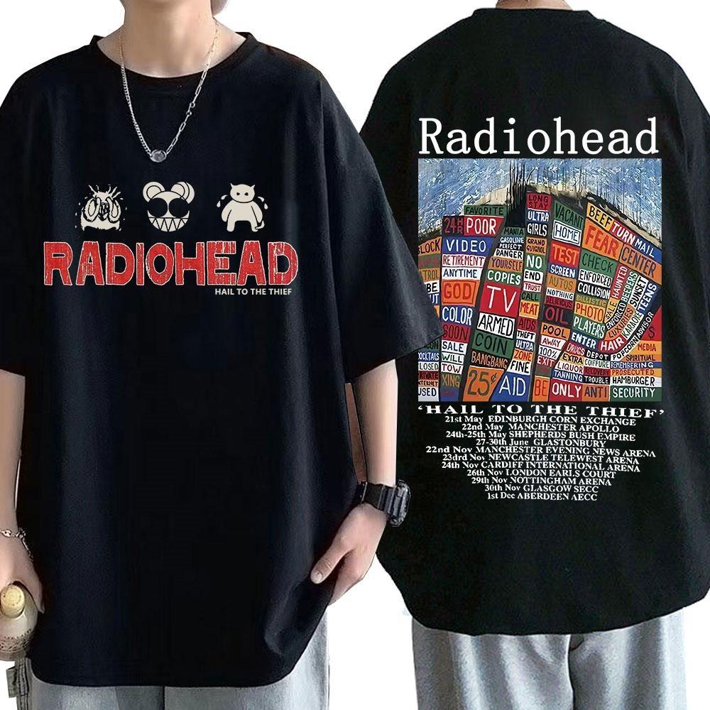 

Футболка Radiohead Vintage Print, мужская, свободного покроя, 100% хлопок, унисекс, футболки, хип-хоп, Hail To The Thief, музыкальный альбом S чёрный