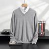 New solid color V-neck cashmere sweater men's long-sleeved pullover loose sweater with wool sweater inside