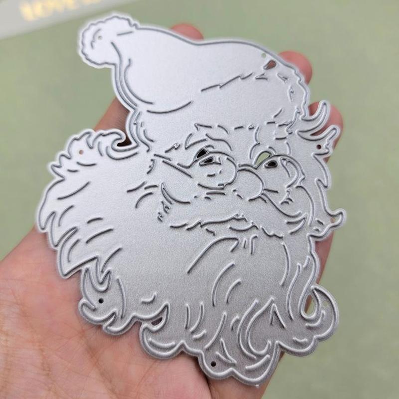 

Длинная борода, голова Санта-Клауса, дизайн, стиль, скрапбукинг, ремесло, штамп, 3D DIY, изготовление фестивальных карт серебряный