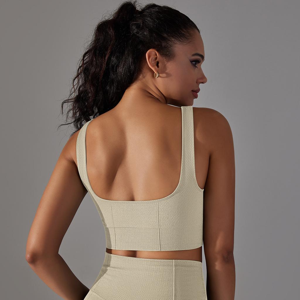 New Seamless Knitted Solid Color Dot Suspender, Beautiful Back Bra, Sports Running Fitness Suit, Vest For Women