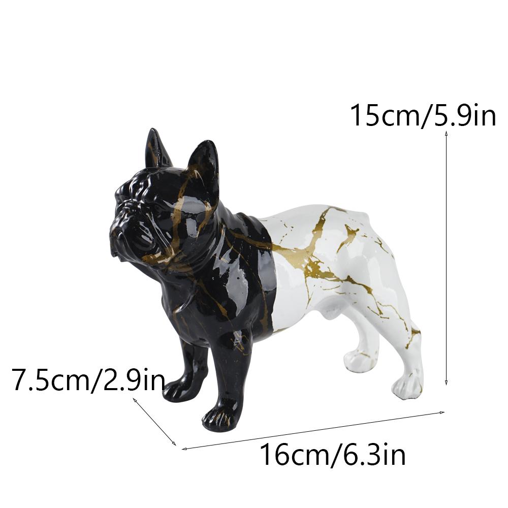 Resin Colorful Standing French Bulldog Resin Statue Pet Dog DIY Crafts Desktop Animal Figurines Home Bar Living Room Decoration