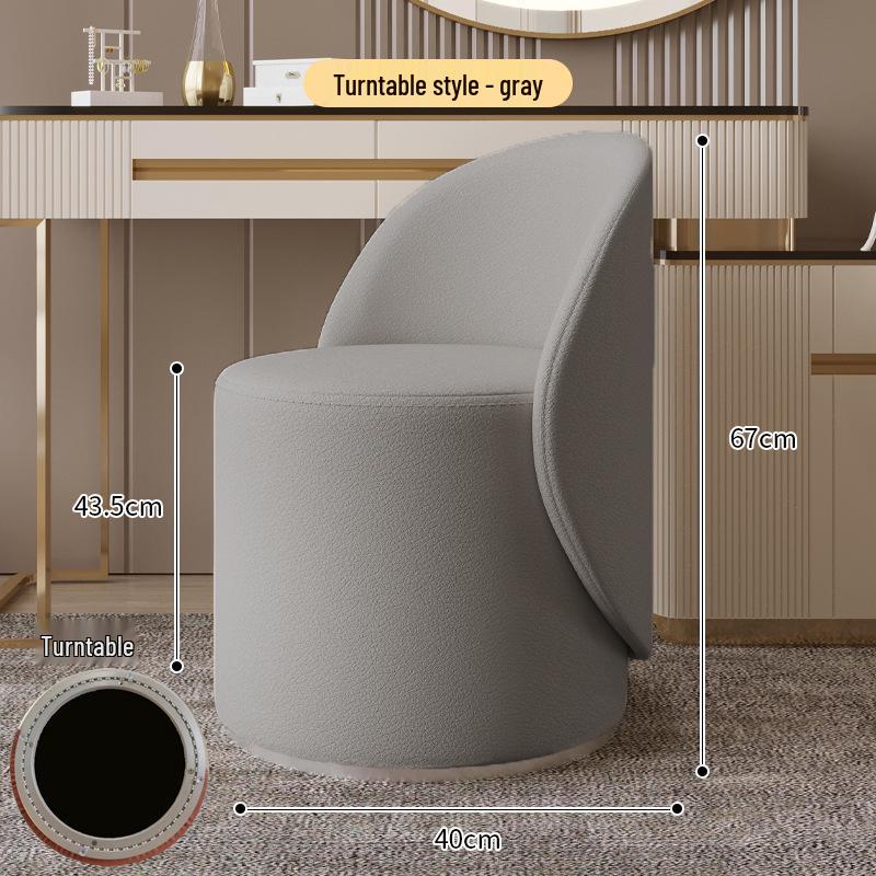 Modern Luxury Swivel Vanity Stool with Backrest: Solid Wood Makeup Chair