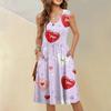 Women's Casual Fashion Sexy V-Neck Button Decoration Sleeveless Valentine's Day Tunic Dress