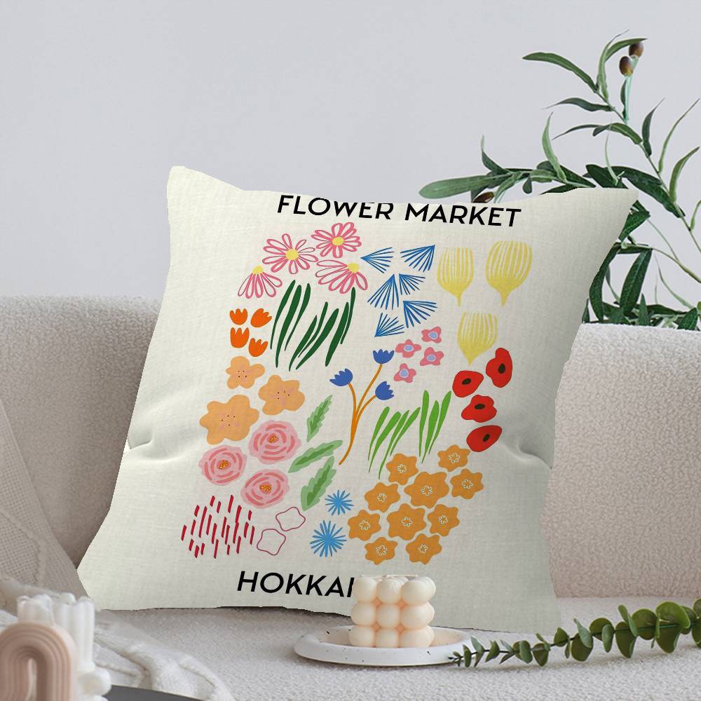 

Flower Market Office Cushion Pillowcase Car Cushion Cover45X45CM Lumbar Pillowcase Sofa Pillowcover 12x12Inch