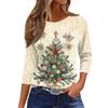 Women's T Shirt Christmas Print 3/4 Sleeve Daily Weekend Fashion Basic Round Neck Regular Top