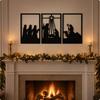 Religious Metal Wall Decor with Nativity Scene Black Finish for Entryway