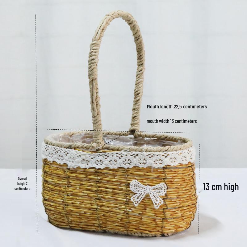 Valentinstag Handgefertigter Rattan Picknick- und Blumenkorb für Hochzeiten und Heimdekoration