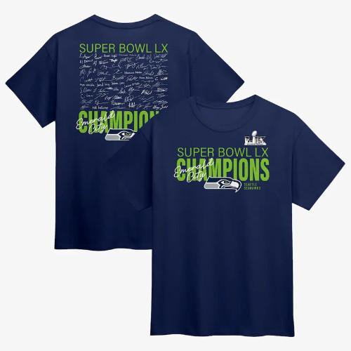 Seattle Seahawks Emerald City Super Bowl LX Campioni 2026 Maglietta S-5XL