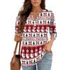 Skjorter med 3/4-ermer for kvinner Trykk grafiske t-skjorter Bluser Uformell Plussstørrelse Basic Topper Pullover