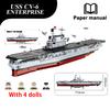 1883PCS Military Battleship Series USS CV-6 ENTERPRISE Crusier Model World War II Building Blocks Boat Bricks Toys Kids Gifts