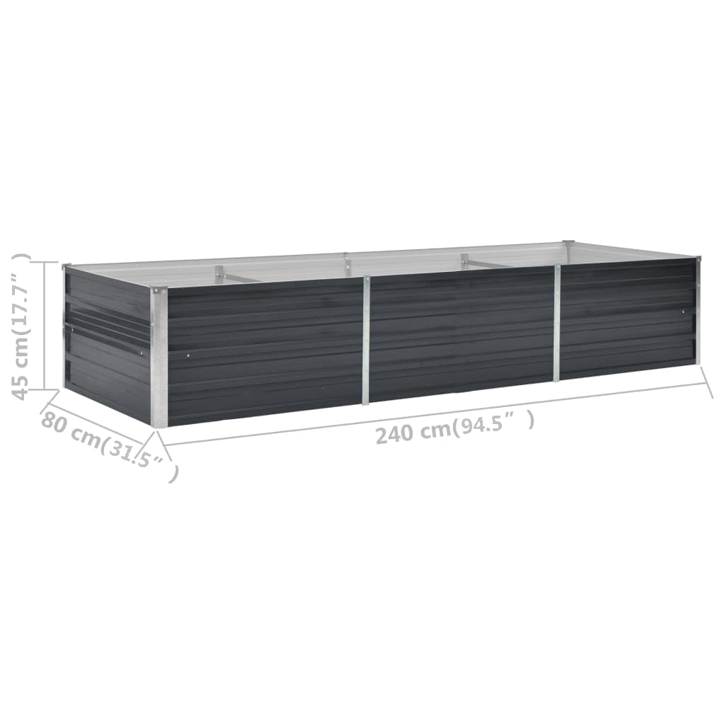 Garden Raised Bed Anthracite 240 X 80 X 45 Cm Galvanized Steel