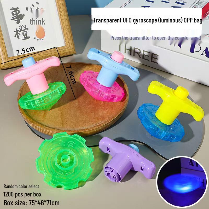 Children s Large Luminous Rotating Spinning Top with Flashing Lights and Music - Old-Fashioned Imitation Wood Design