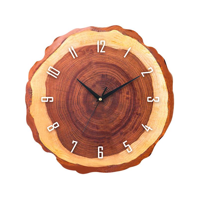 Wabi Style Living Room Wood Grain Wall Clock Without Punching Annual Rings Creative Decorative Clock Wall Clock Home Simple Wall Clock