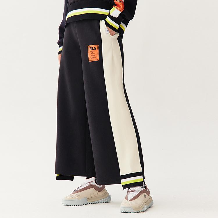 FILA X Mihara Yasuhiro Collaboration Casual Sports Knitted Wide-Leg Trousers Women bottoms Black F71W118605F-BK