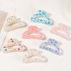 Hair Claw Floral Print Hollow Design Back Head Hair Clip Anti-slip Teeth Strong Grip Shark Hair Clip Versatile Hair Accessory