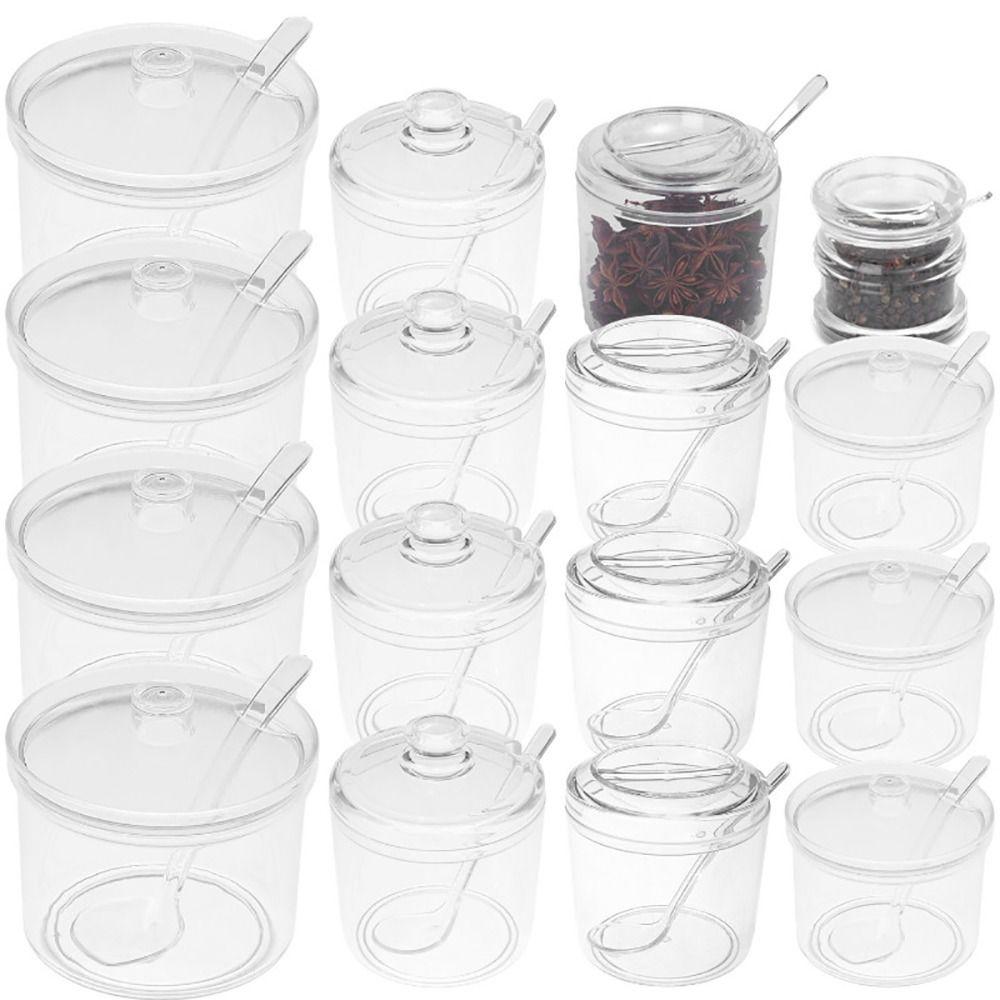 1Pcs Acrylic Spices Bottles S/M/L Powder Storage Can Durable Seasoning Jars