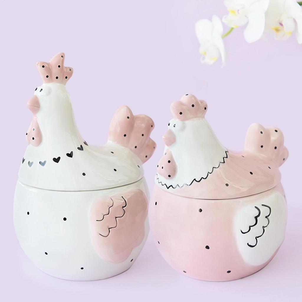 Ceramic Jar with Lid Large Chicken Box Ceramic Storage Jars for Eggs Candy Jewelry Snack Kitchen Counter Bookshelf Living Room