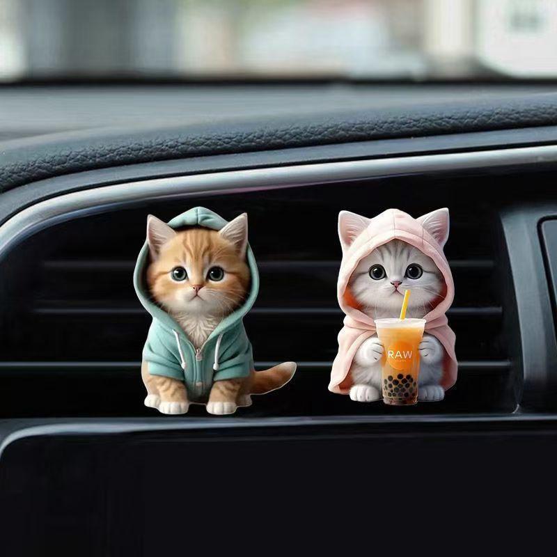 Car Outlet Vent Perfume Clips 2D Cat Air Freshener Diffuser Conditioning Aromatherapy Perfume Clip Car Interior Decoration