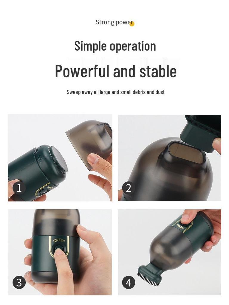 USB Rechargeable Mini Desktop Vacuum Cleaner for Eraser Crumbs and Keyboard Dust Removal