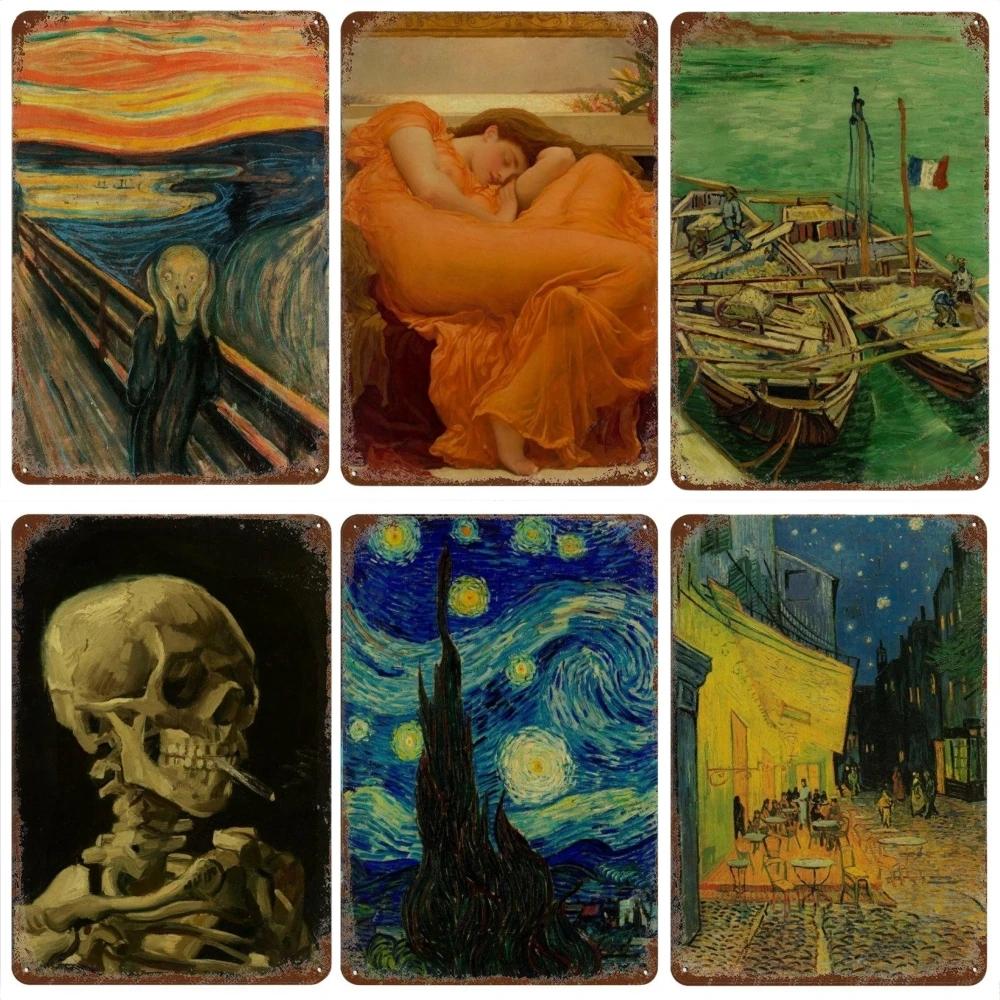 Affiche de Collection de Peintures à l'Huile Célèbres Vintage Décorative Van Gogh Plaque Métallique en Étain Pour Atelier Pièce de Maison Décoration Murale Artistique
