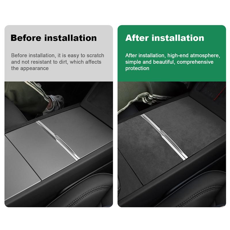 Italian Top Suede Center Console Storage Box Panel Stickers for Tesla Model 3 Highland 2024-Up Protect Car Interior Accessories