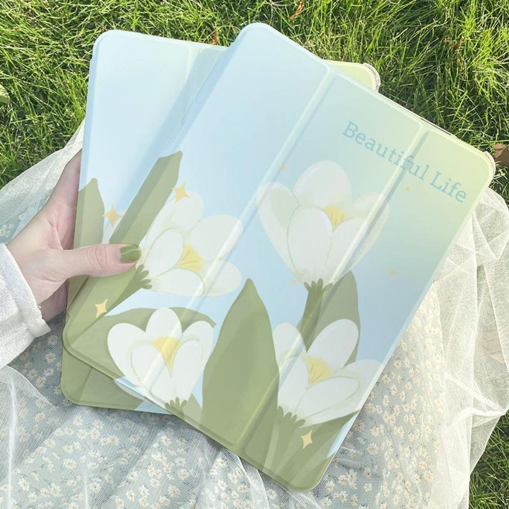 Smart Stand Case Cover For Samsung Tab S7 S8 S9 11 Plus S10 S9 12.4 Inch Case Smart Cover For Tab A9 8.7" Plus 11" Tulip Flower