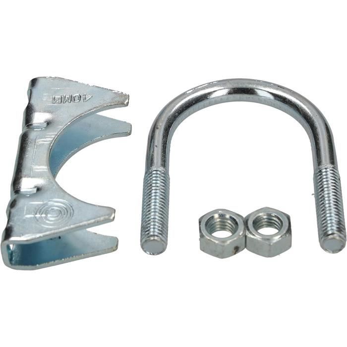 Colliers de serrage pour tuyau d'échappement - KOTARBAU - Lot de 2 - 40 mm - Acier galvanisé - Argent