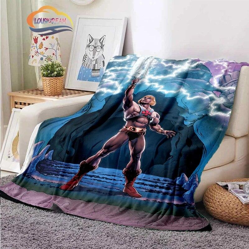 Science fiction adventure cartoon Masters of the Universe Cashmere Blanket 3D Printed He-Man Cartoon Flannel Bedspread camping