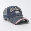 Hip Hop Washed Old Denim Pink Baseball Cap Female Ripped Retro Trendy Brand Letter Spring and Summer Cap Male