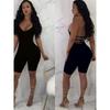 European and American Style 2025 Women's Sexy Backless Knit Jumpsuit