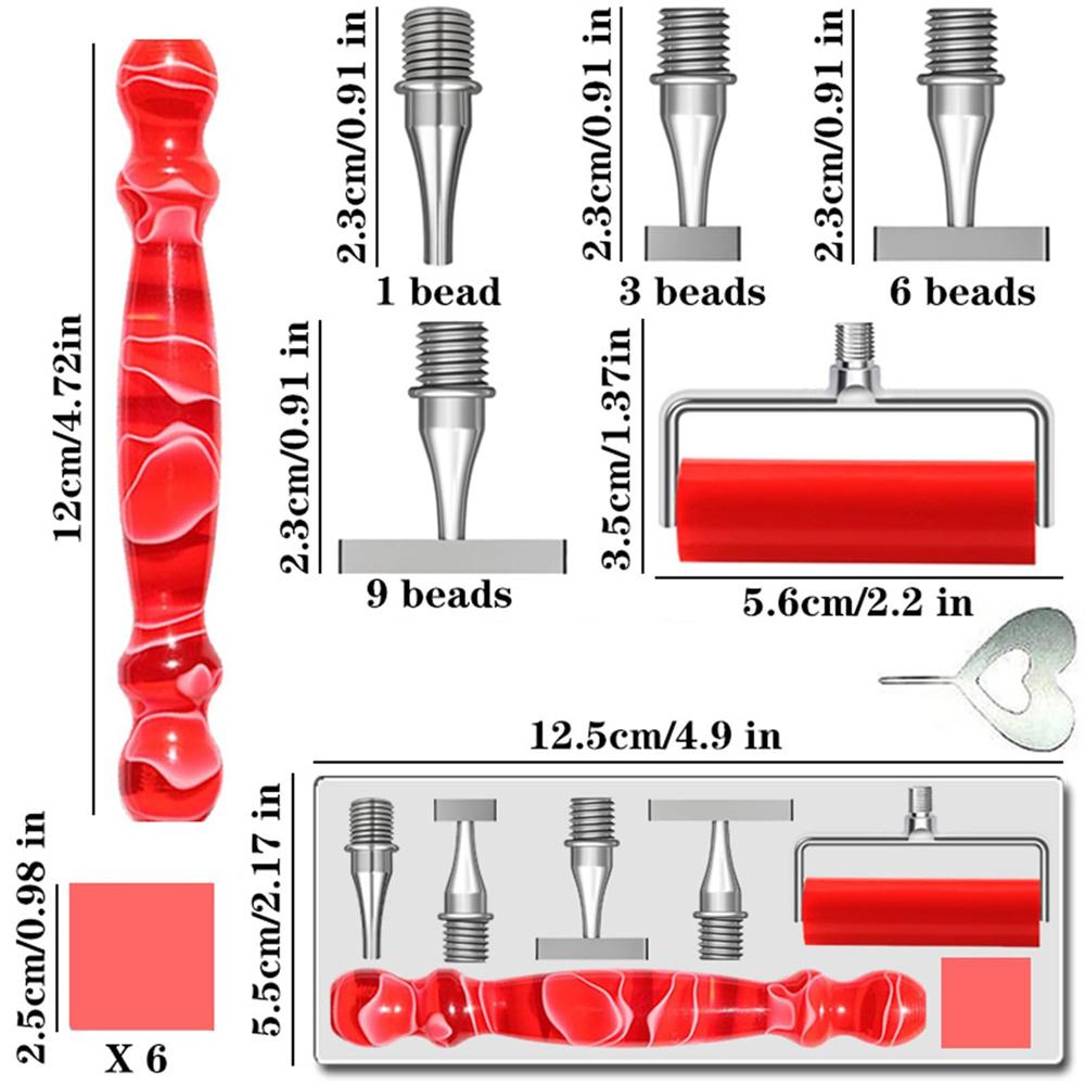 Kit Penna Pittura Diamante da 13 Pezzi con Punte in Acciaio Inossidabile 1 3 6 9 Strumento Ergonomico per Posizionamento Perline per Arte con Strass Fai da Te