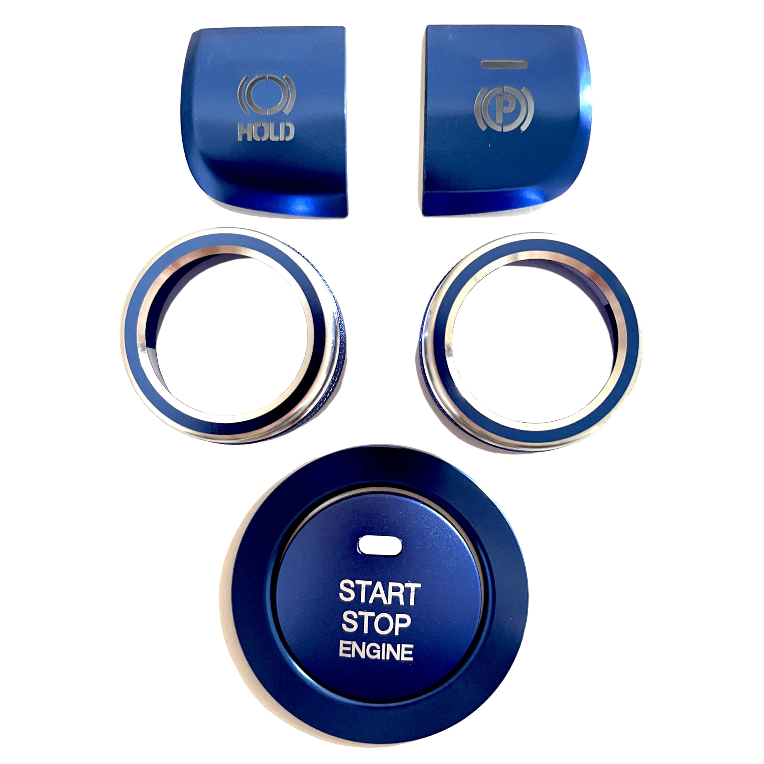 

Corolla Cross 10 Series Interior Custom Parts and Accessories: Engine Start Button, Air Conditioner Dial Cover, and Handbrake Cover Set (Blue)